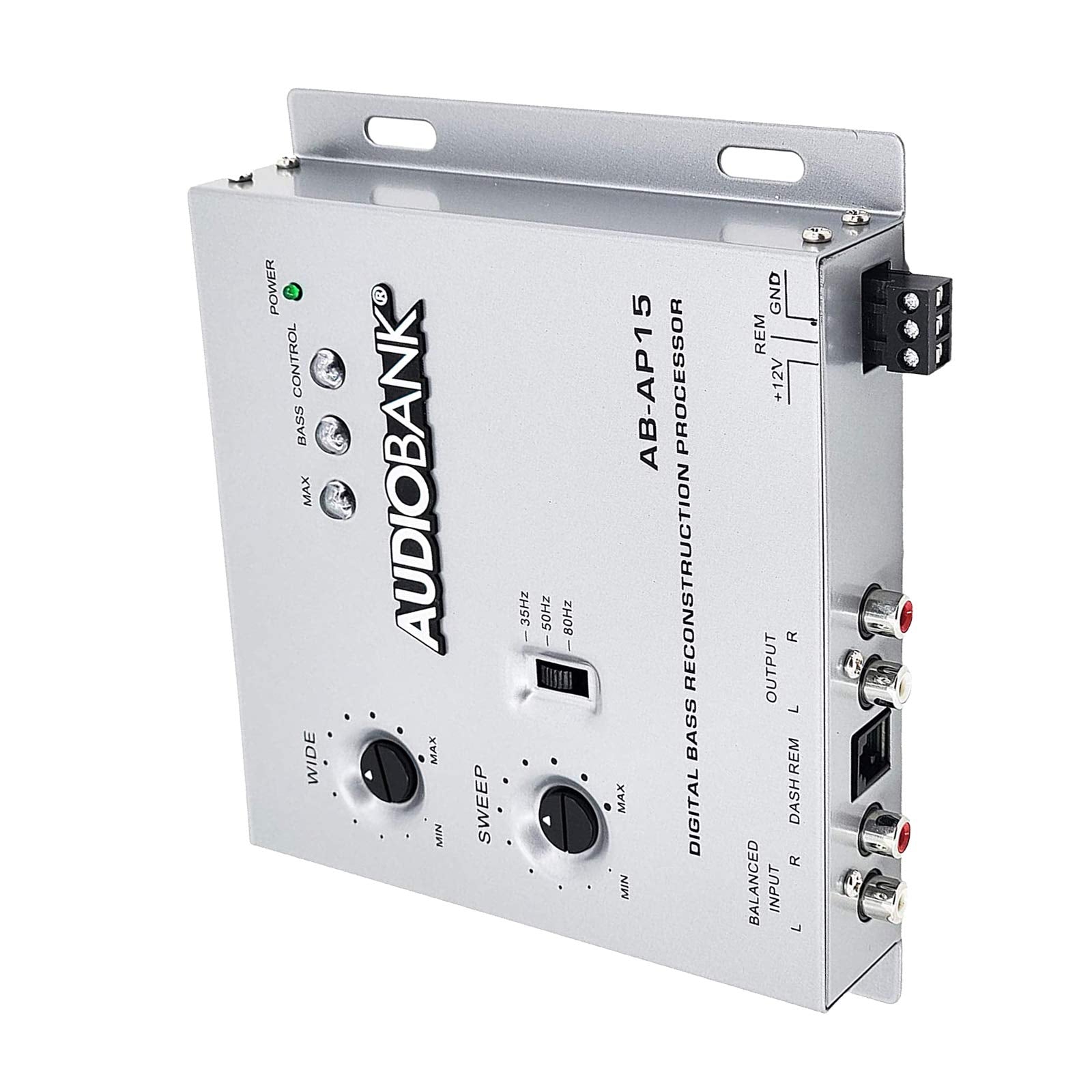 Audiobank 1/2 Din Car Audio Digital Bass Processor, Sound Restoration & Crossover For Car Subwoofer With Bass Knob/Input Level: